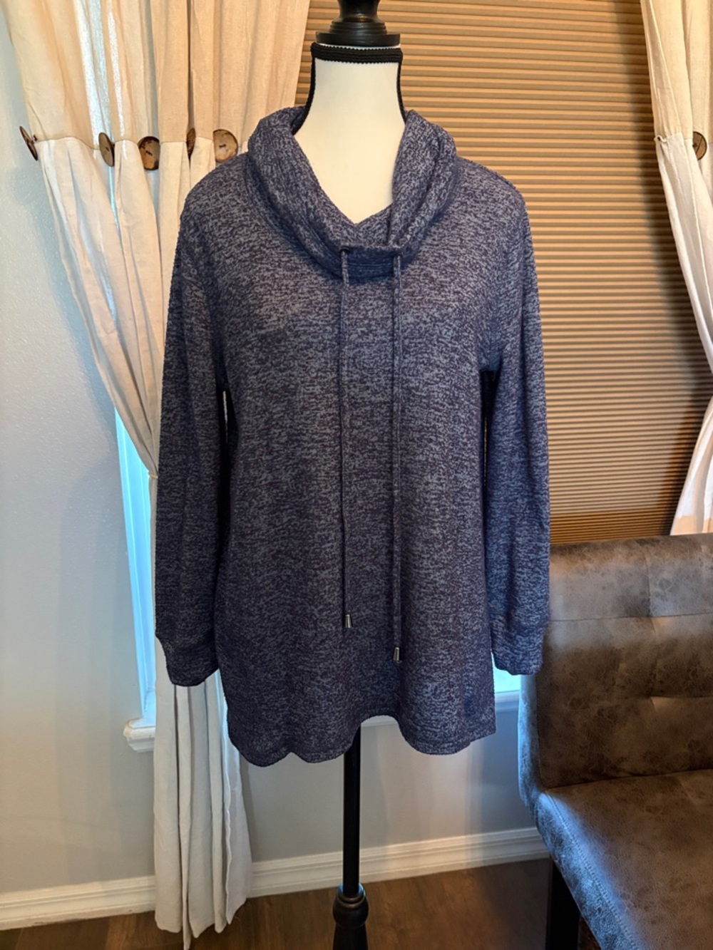 Cozy Women's Navy Blue Cowl Neck Sweater